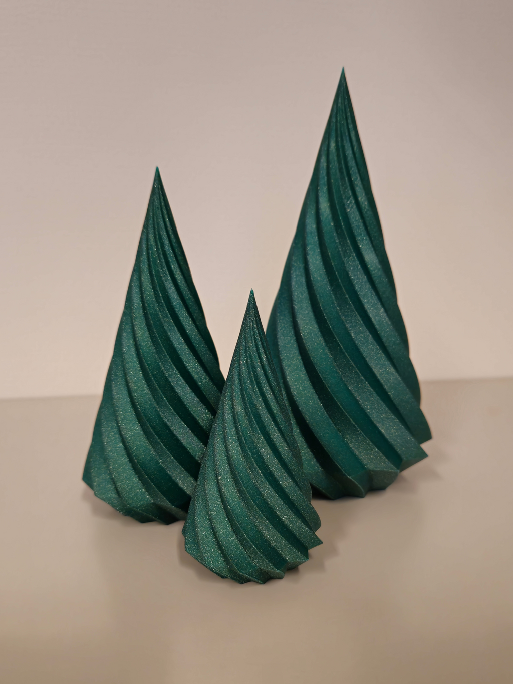 Juletrær 3pk - glitter grønn