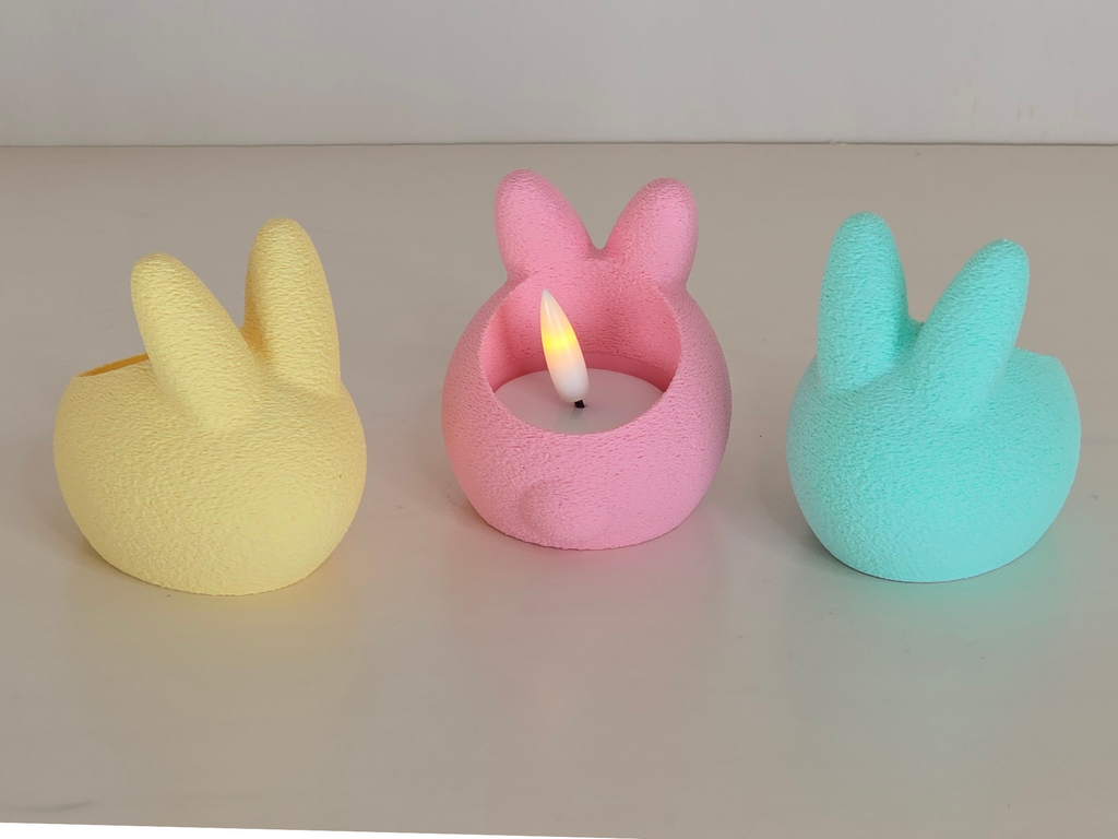 Kanin LED Telysholder – Søt Påskedekor i Pastellfarger